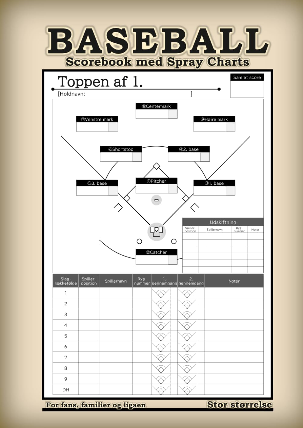 capítulo por capítulo baixar Baseball Scorebook med Spray Charts: Brugervenlig kamp-tracker (1 side pr. inning) | Inkluderer store Spray Charts & holdopstillings-tavler | Den... voksne ligaer Stor størrelse (Danish Edition)