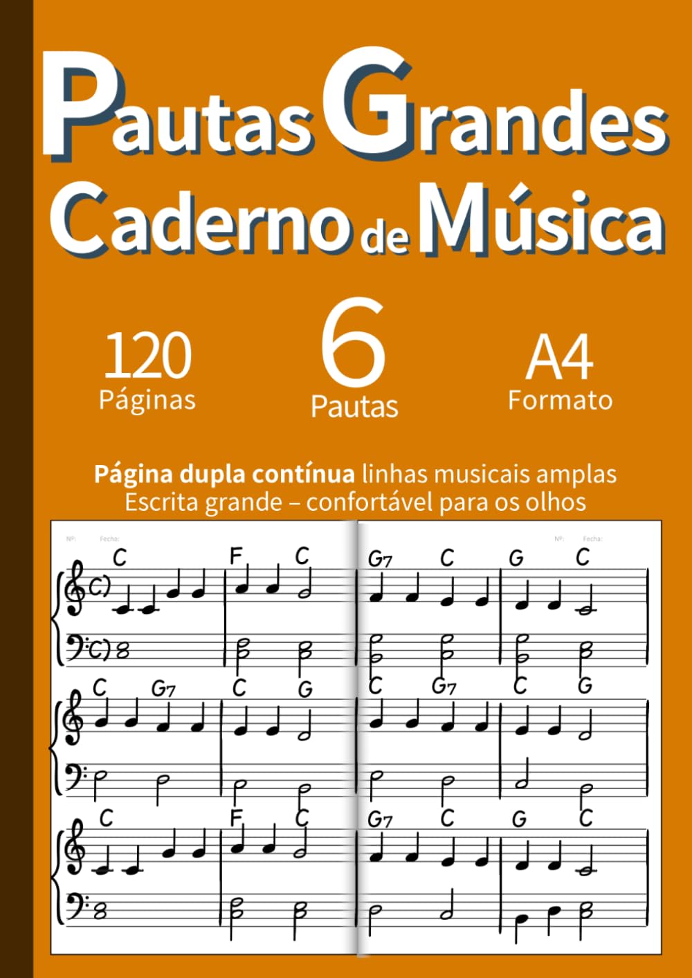 Caderno de Música com Pautas Grandes: Página Dupla Ampla para Leitura Fácil (A4): Para Iniciantes, Idosos e Baixa Visão. Pautas Contínuas em Página... Write Music Manuscript) (Portuguese Edition) baixar livro de graça