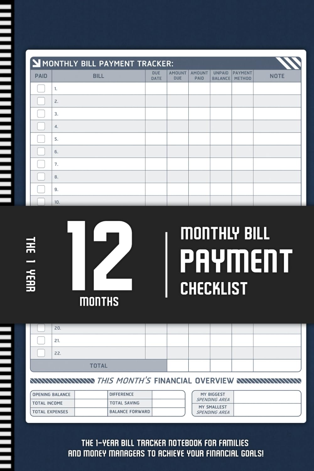 ler totalmente 12 Months | Monthly Bill Payment Checklist: The 1-Year Bill Tracker Notebook for Families and Money Managers to Achieve Your Financial Goals! Mini Size A5 (6" x 9")