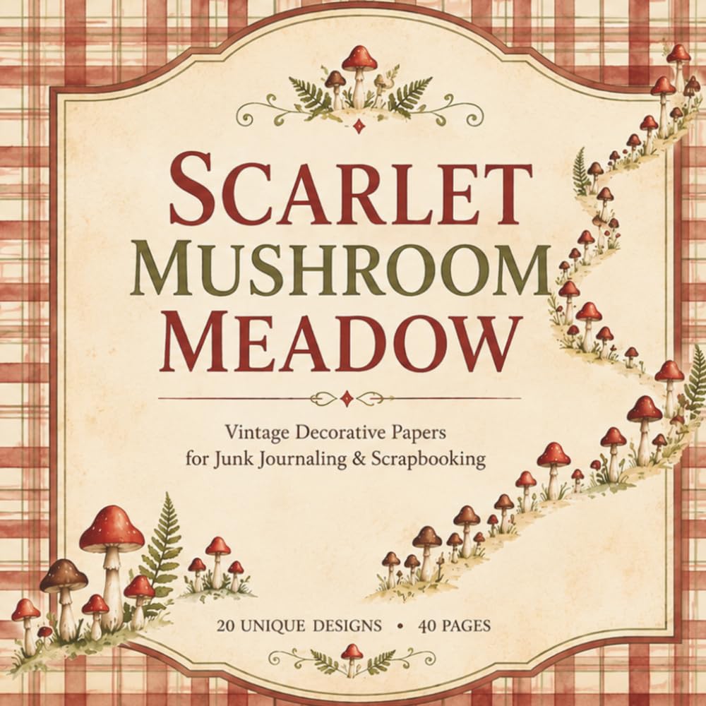 Scarlet Mushroom Meadow Scrapbook Paper: Vintage Mushroom & Woodland Decorative Papers for Junk Journaling, Scrapbooking & Card Making baixar livro de graça