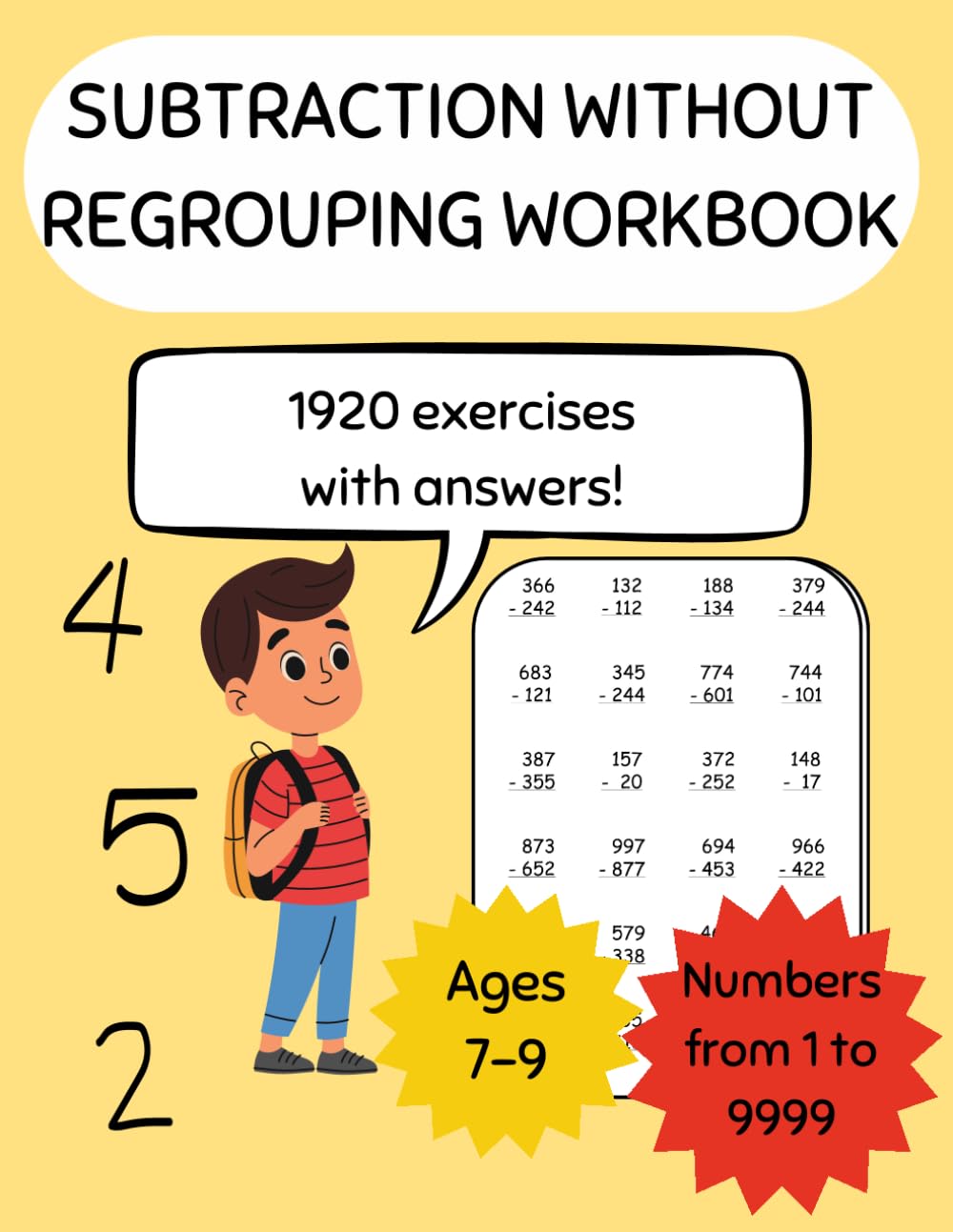 Subtraction without regrouping book: Workbook of Subtractions up to 4 Digits for Children Ages 7–9 – 1920 Problems with Solutions baixar o livro de graça