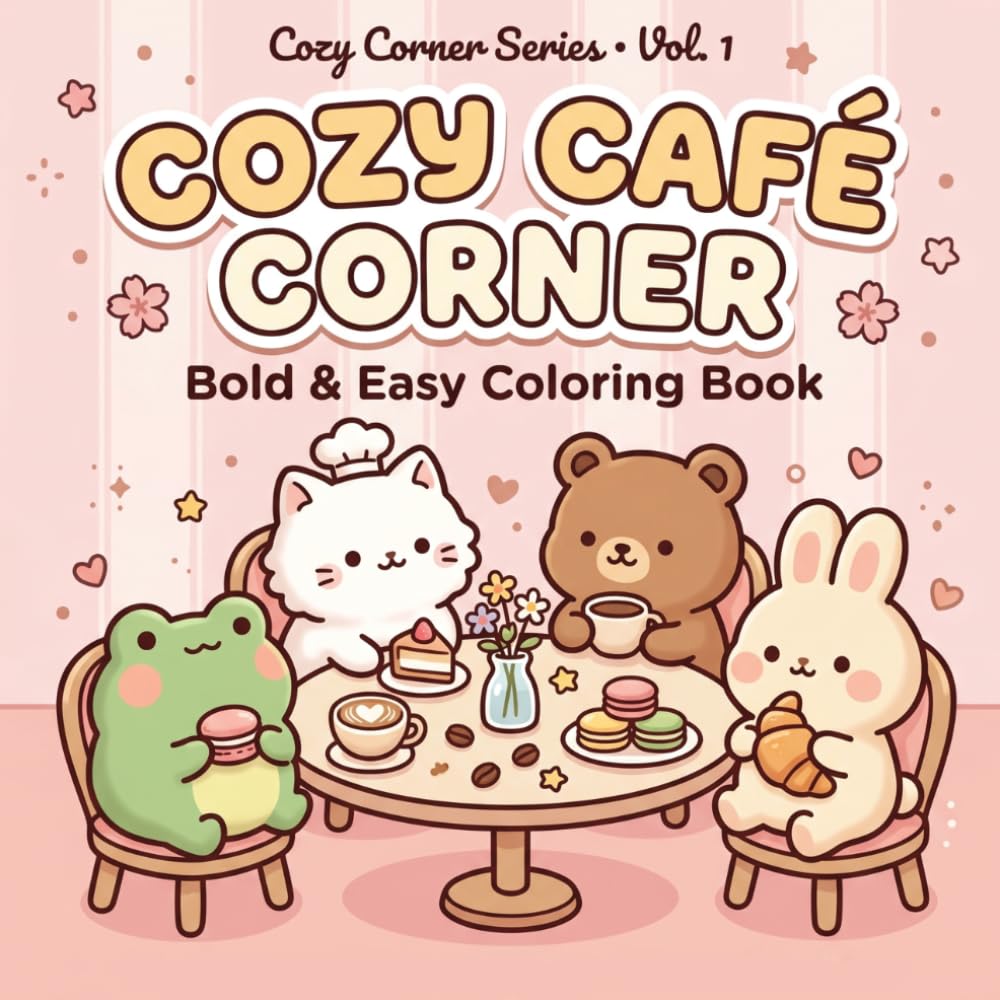 Cozy Café Corner: Bold and Easy Coloring Book for Adults and Teens – Cute Coffee Shop Designs for Stress Relief and Relaxation baixar o livro de graça
