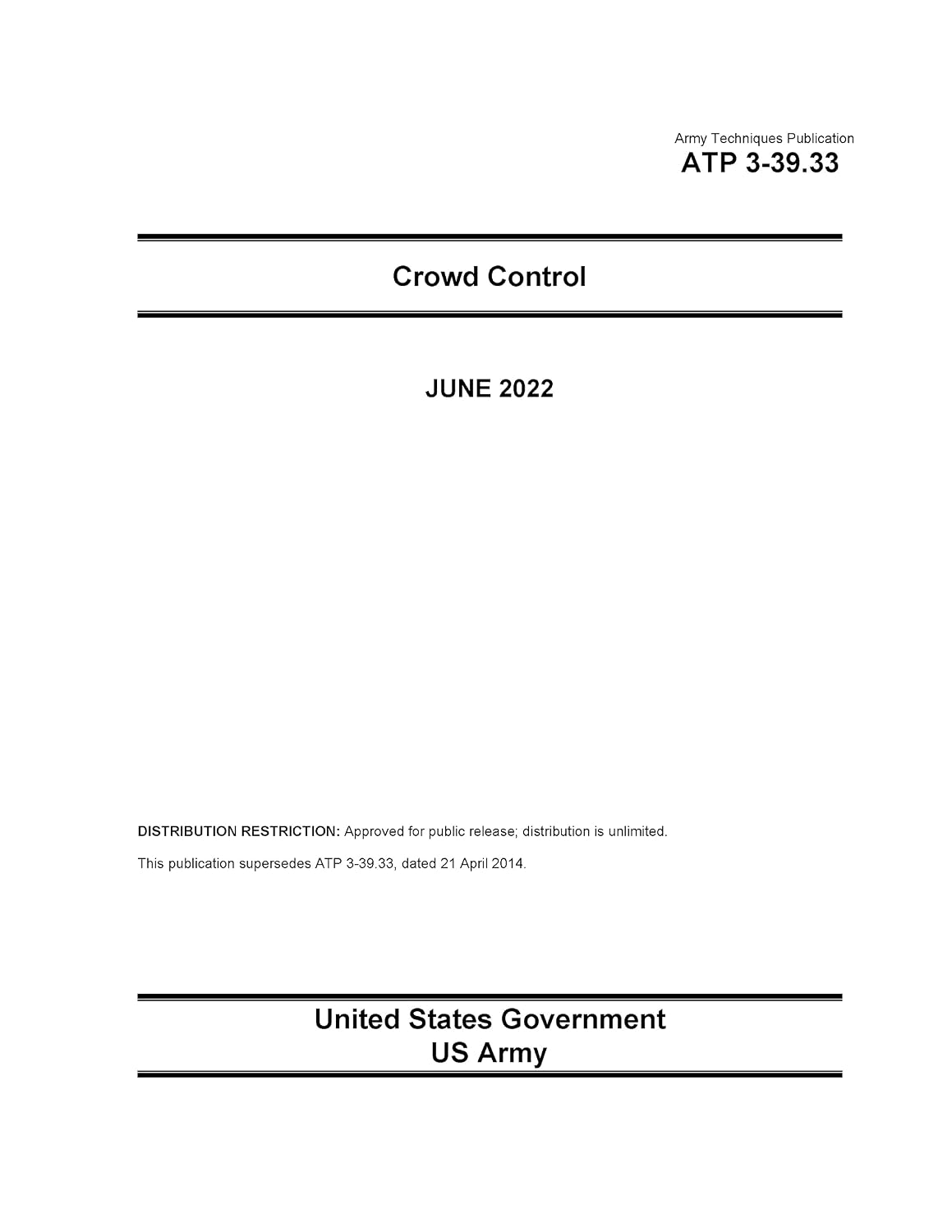 Army Techniques Publication ATP 3-39.33 Crowd Control June 2022 (English Edition) baixar livro de graça