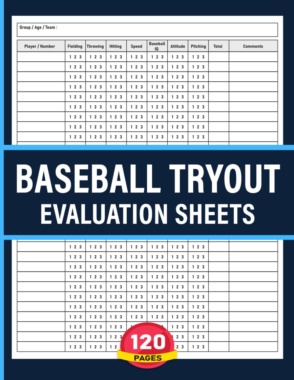 Baseball Tryout Evaluation Sheets: Evaluate Player's Skills, Performance, and Potential | 120 Pages. baixar o livro de graça