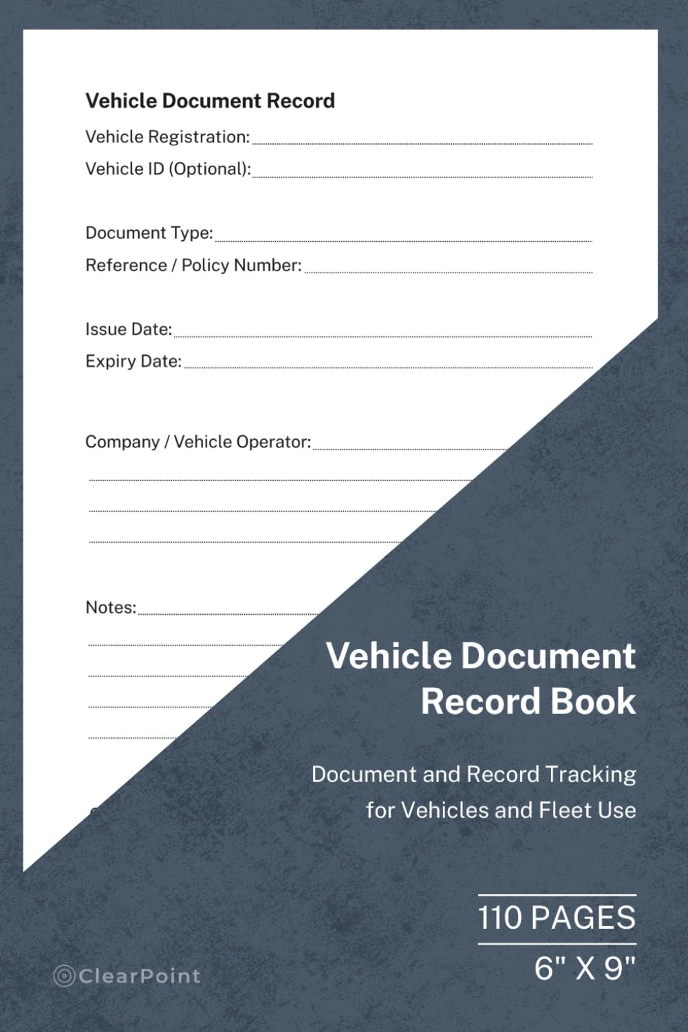 Vehicle Document Record Book: Document Tracking for Company and Fleet Vehicles | 110 Pages | 6 × 9 Format: Vehicle Document Organisation and Compliance Record baixar livro de graça