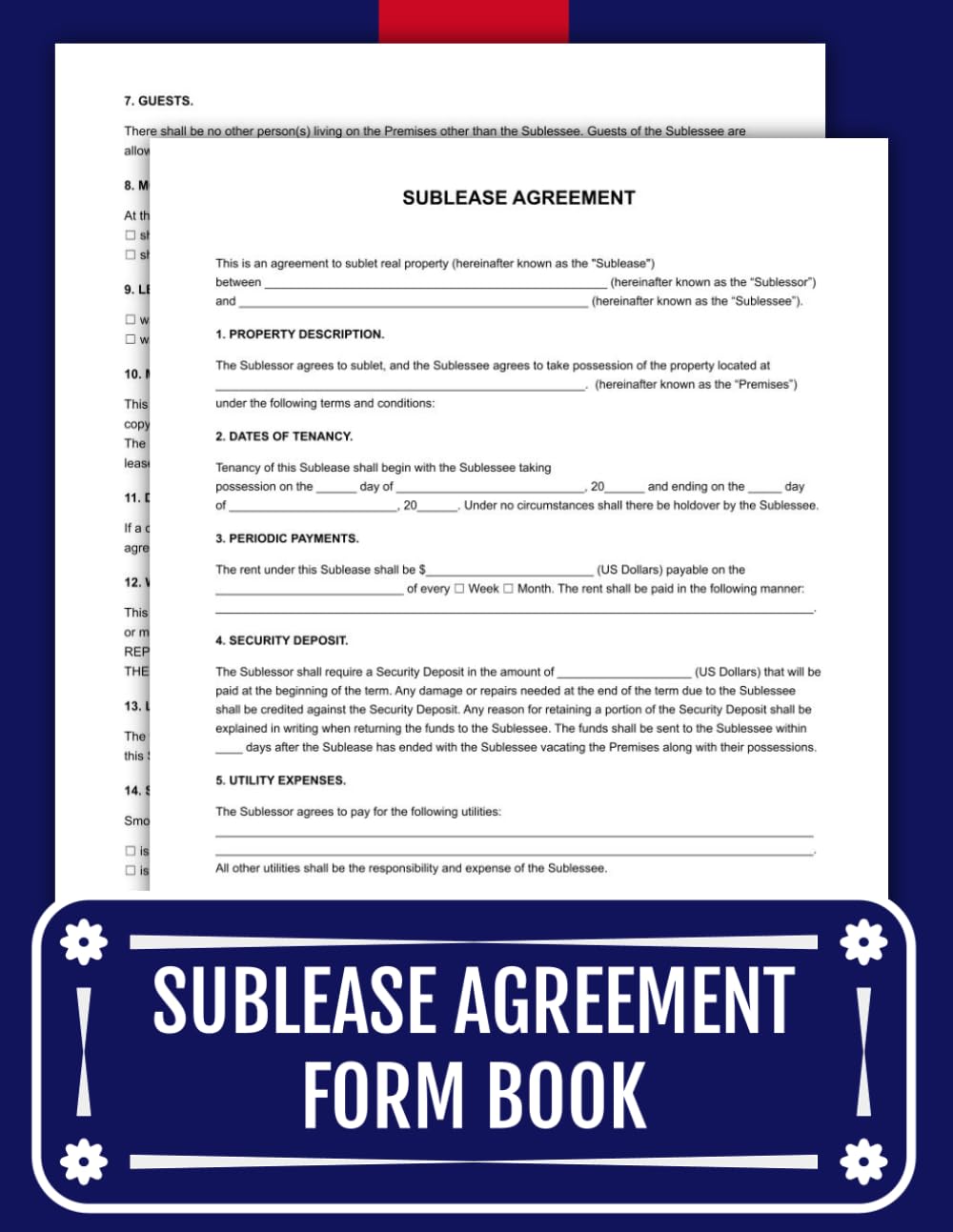 Sublease Agreement Form Book: 40 Legal Templates for Landlords and Tenants | 8.5 x 11 inches. baixar livro de graça