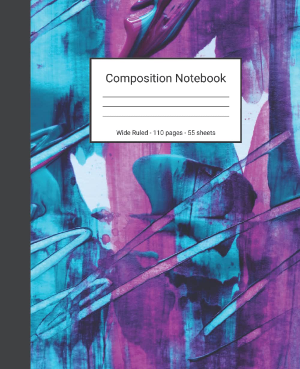 ler totalmente Composition Notebook: Wide Ruled Paper Notebook Journal - Turquoise Pink And White Abstract Painting - Blank Wide Lined Workbook
