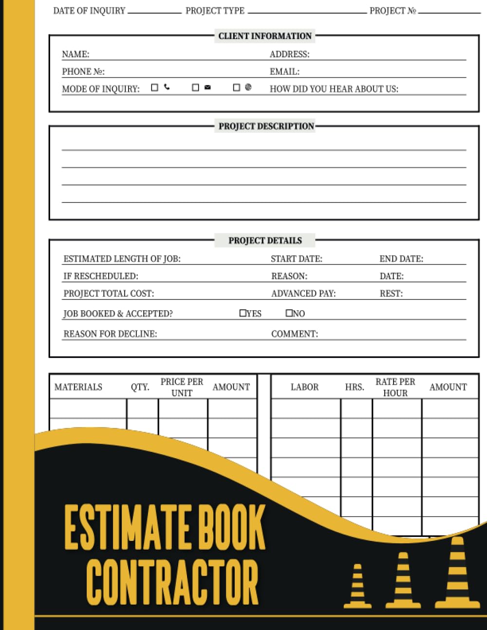ler totalmente Estimate Book Contractor: Job Estimate Quote Record Book With Client Record Book for Job Estimate Quote