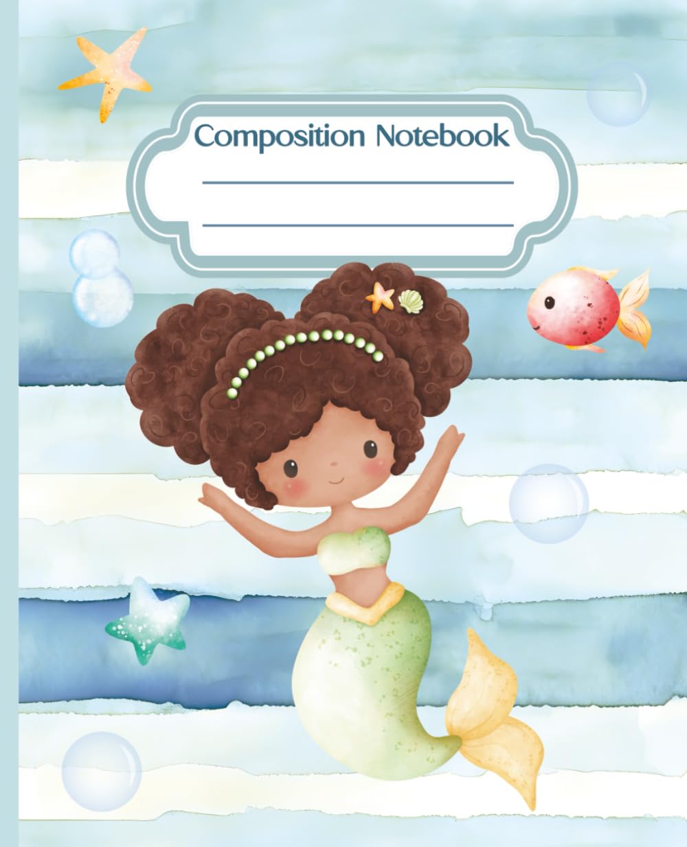 ler totalmente Composition Notebook: Cute Curly Dark Haired Mermaid Under the Sea Illustration | 7.5" x 9.25” Wide Ruled Ocean Creatures Aesthetic Journal with 120... Girls, Teens and Adults | Seaside Collection