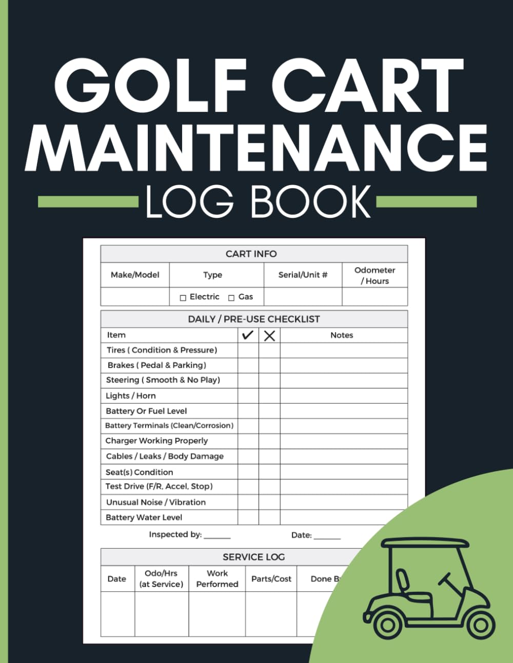 Golf Cart Maintenance Log Book: Service Inspection, Repair Tracking, and Upkeep Record Journal for Cart Owners, Mechanics, and Fleet Operators baixar livro de graça