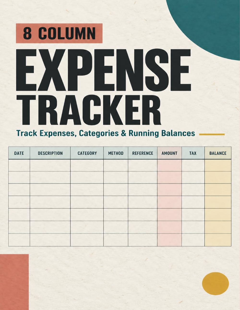 8 Column Expense Tracker: Easy accounting organizer for self-employed workers to record purchases, costs, payments, totals, and transaction details baixar o livro de graça