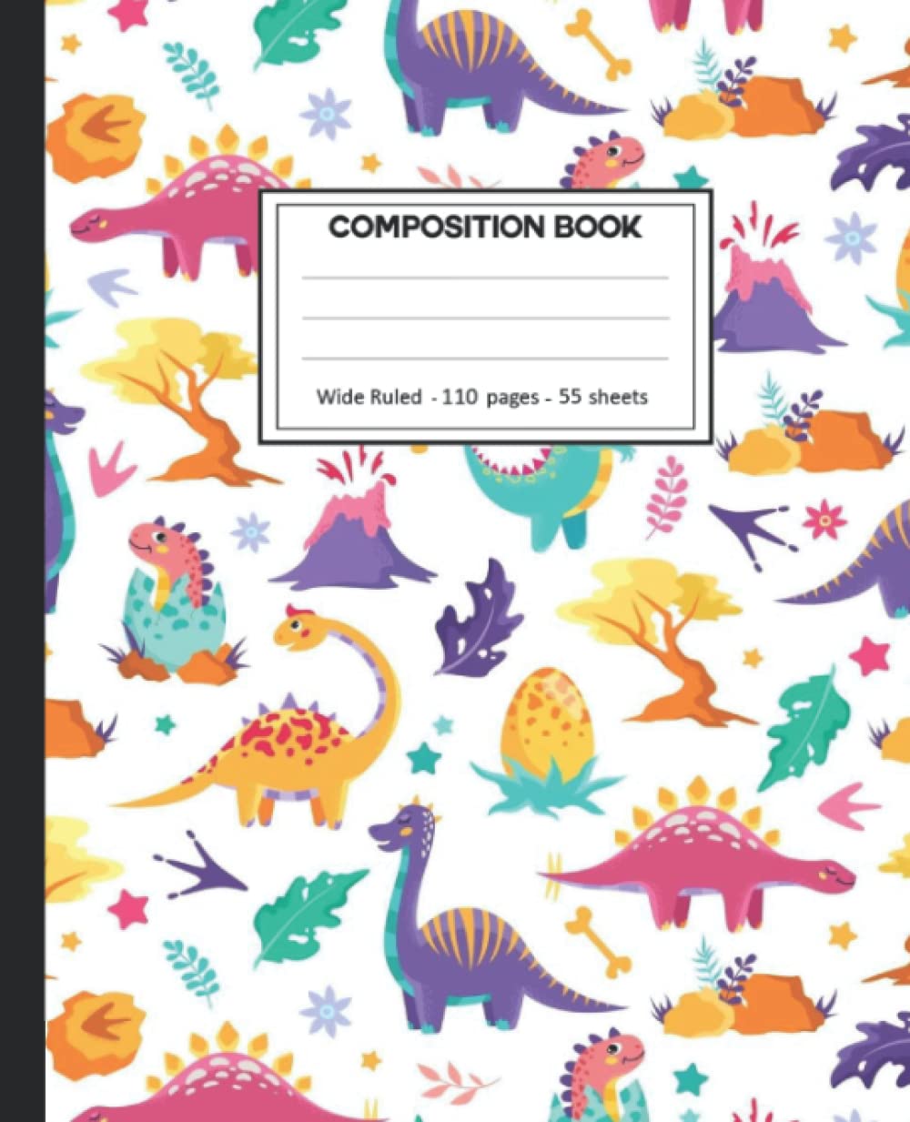 Composition Notebook: Dinosaur Wide Ruled Blank Lined Composition Book Journal (7.5 x 9.25 in) Cute Notebooks for Girls Teens Kids School Planner Diary Writing Notes.