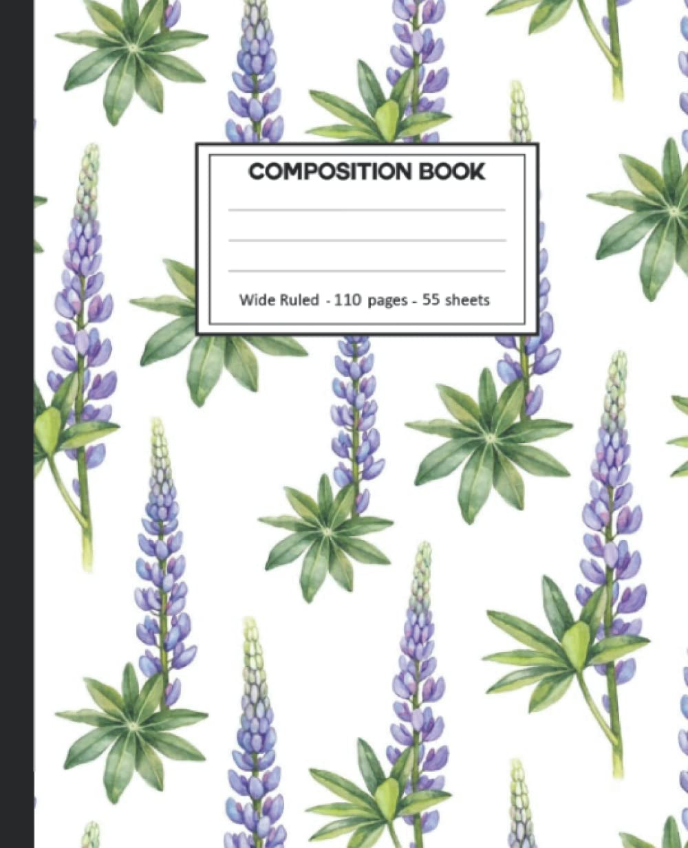 Composition Notebook: College Ruled: 110+ Lined Pages Writing Journal: Bluebonnet on White.
