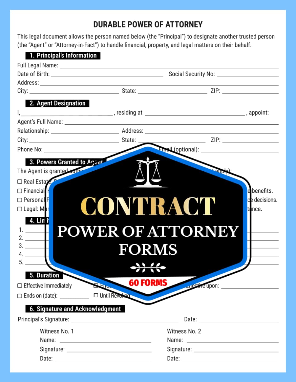 Contract Power of Attorney Forms: POA Agreement for Financial, Medical & Property Decisions | Attorney-in-Fact Authorization Forms | 120 Single-Sided Pages, 60 Forms baixar livro de graça