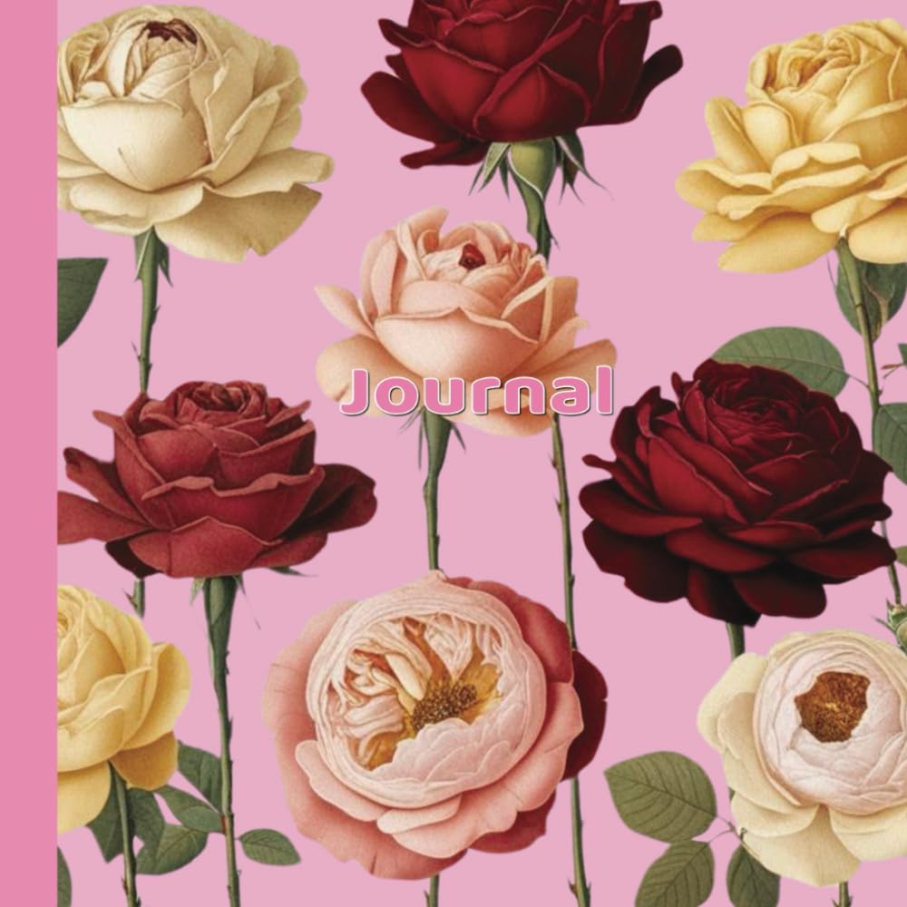 Lined Journal Notebook For Women: Roses Illustration on Pink | Wide Ruled 120 Pages 8.5 x 8.5 in | Aesthetic Floral Design baixar o livro de graça