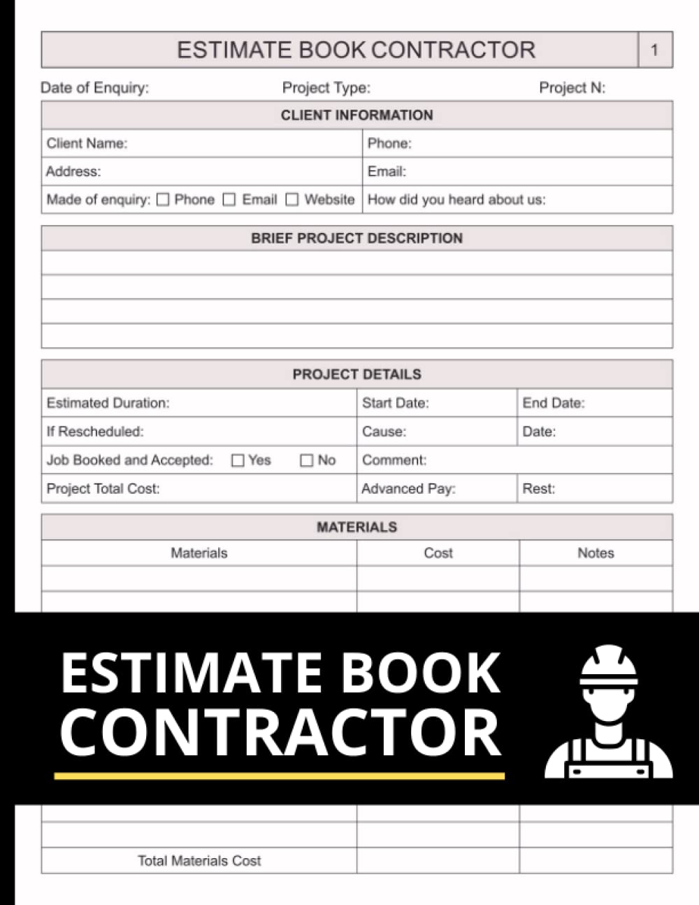 Estimate Book Contractor: Job Estimate Quote Record With Client Contacts Log & Dot Diagram Sheets For Taking Measurements and Inspection Notes baixar o livro de graça