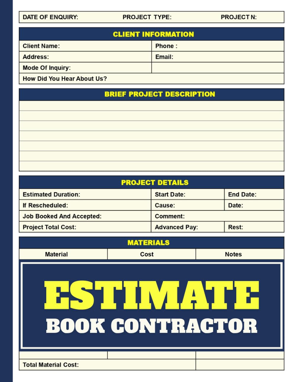 ler totalmente Estimate Book Contractor: Job Quote with Client Contact and Dot Grid Diagram Sheets for Measurements | Log for Recording Client Details | Includes Dot Grid Diagram.