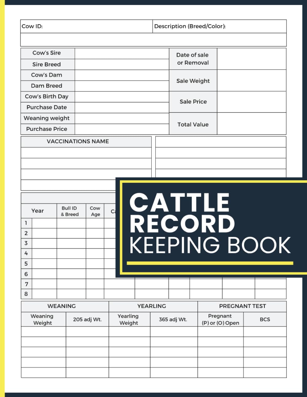 Cattle Record Keeping Book: Record Cow Details, Breeding, Calving, Growth, Health, and Sales for Ranchers and Livestock Owners baixar o livro de graça