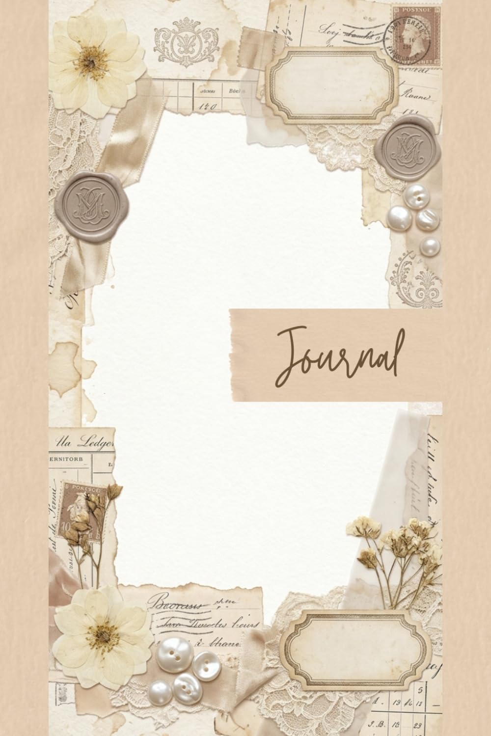 ler totalmente Vintage Ivory Shabby Chic Junk Journal Pages - 6x9 Aesthetic Paper - 100 Decorative Writing Sheets with Romantic Lace, Pressed Flowers, Pearls, and Old Ledger Ephemera Textures