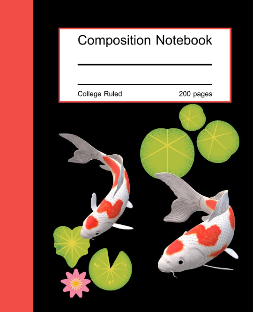 Koi fish composition notebook college ruled, black cover with koi fish in lotus pond, Lined paper,200 Pages for Kids,Teens,Student and Adults baixar o livro de graça