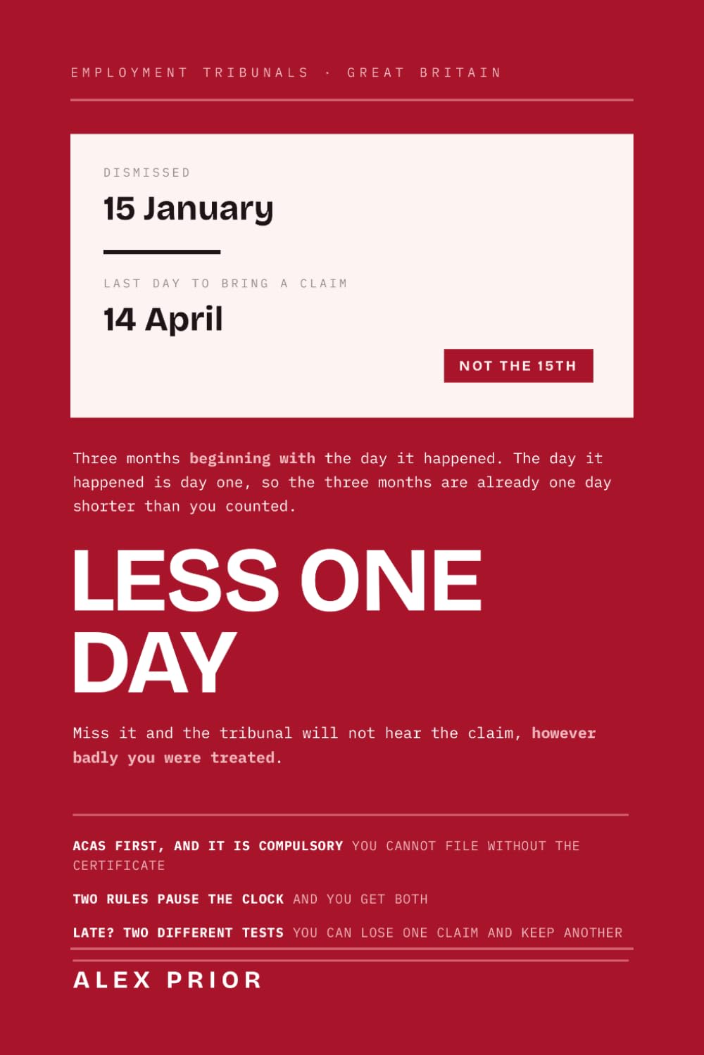 Less One Day: The Employment Tribunal Deadline: Why Three Months From the Day You Were Dismissed Is Three Months Less One Day, What ACAS Conciliation Does to the Clock, and What to Do If You Are Late baixar livro de graça