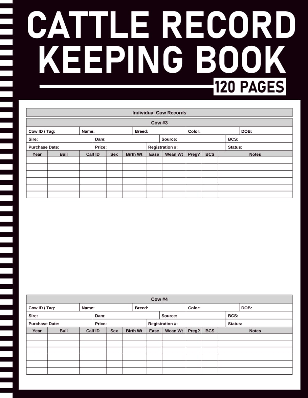 capítulo por capítulo baixar Cattle Record Keeping Book: Cow Calf Log with Breeding, Calving, Herd Health, Weight Tracker, Bull Records, Pasture Log, Sales & Annual Herd Summary