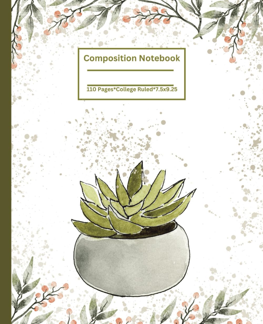 ler totalmente Composition notebook: Cute Vintage Suculent Aesthetic, Teens, College Ruled, 110 Pages, 7.5x9.25: Floral Theme Handwriting Lines