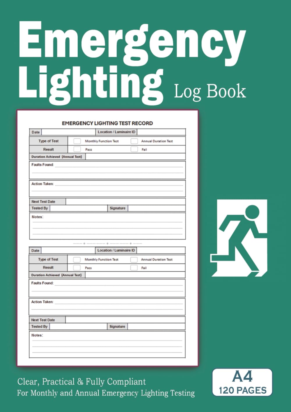 ler totalmente Emergency Lighting Log Book: A4 - Inspection, Testing and Maintenance Record for Workplaces - Monthly and Annual Emergency Lighting Tests - 120 Pages.
