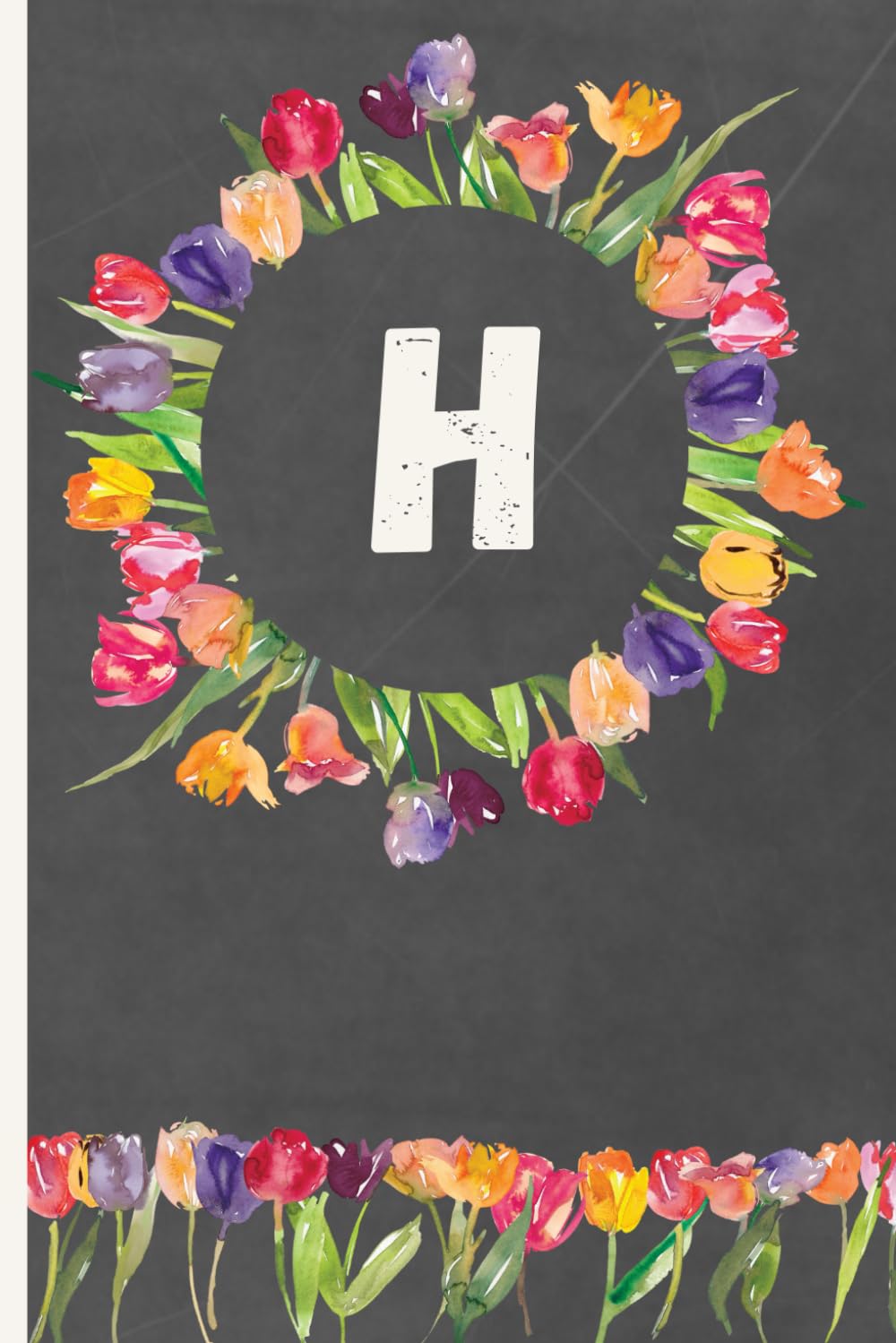 ler totalmente H: 6 x 9 notebook - dot grid interior - 120 pages - tulip chalkboard