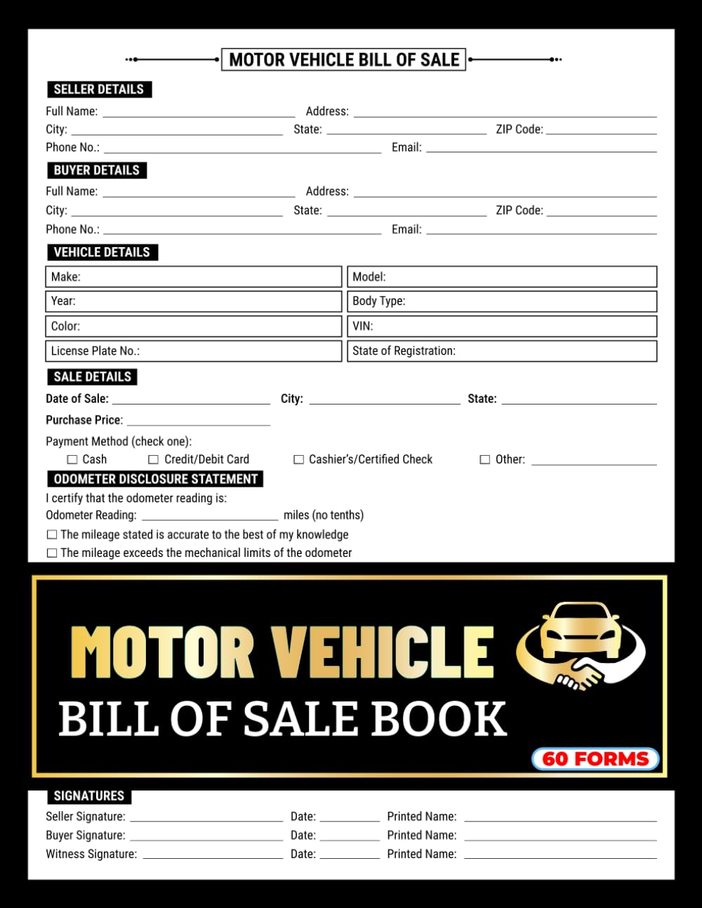 capítulo por capítulo baixar Motor Vehicle Bill of Sale Book: Car Purchase & Ownership Transfer Documentation With Odometer Disclosure, Lien Holder Information & Signatures | 60 Forms, 120 Single-Sided Pages