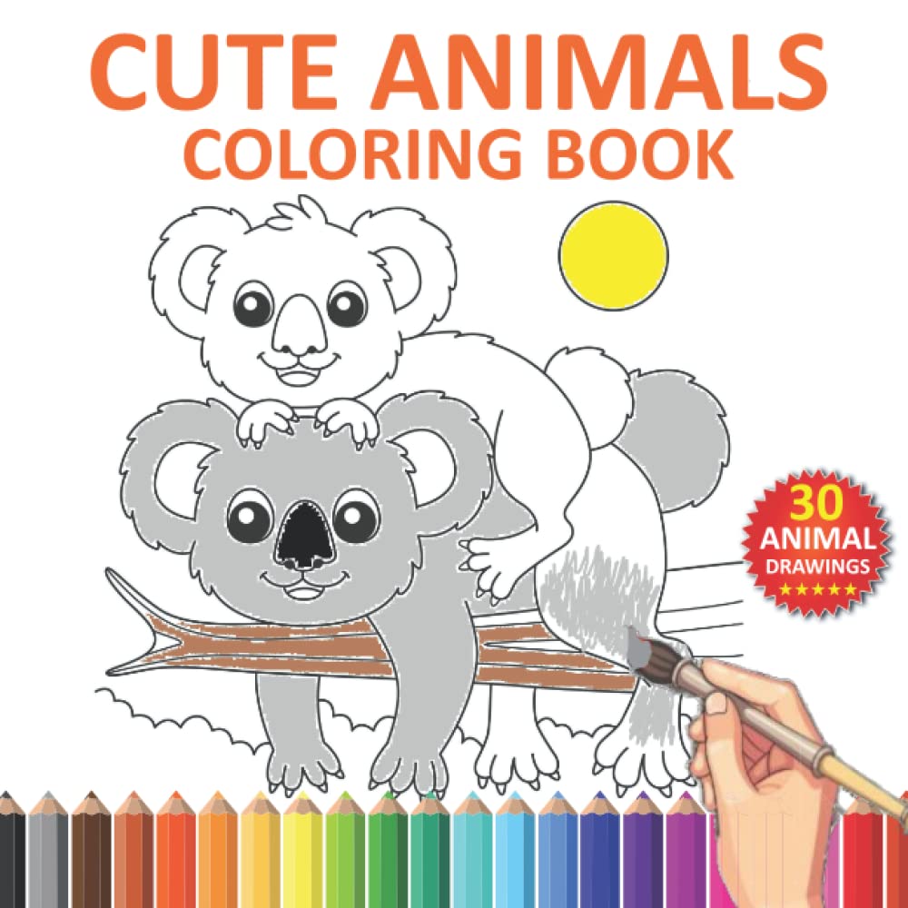 ler totalmente Cute animals Coloring Book: Fun And Easy Animal Coloring Pages for kids boys and girls of all ages with horse, dog, cat, bear, koala, flamingo and more. Gift idea for children.