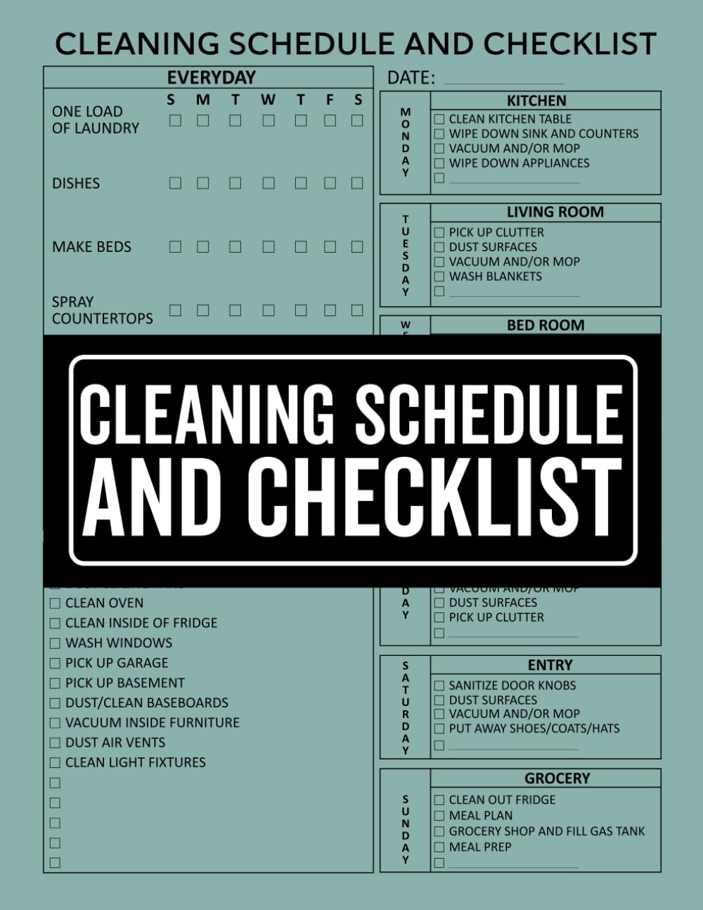 Cleaning Schedule and Checklist: Daily Weekly and Monthly Household Cleaning Schedule, Housekeeping Checklist Planner, and Organizer baixar o livro de graça