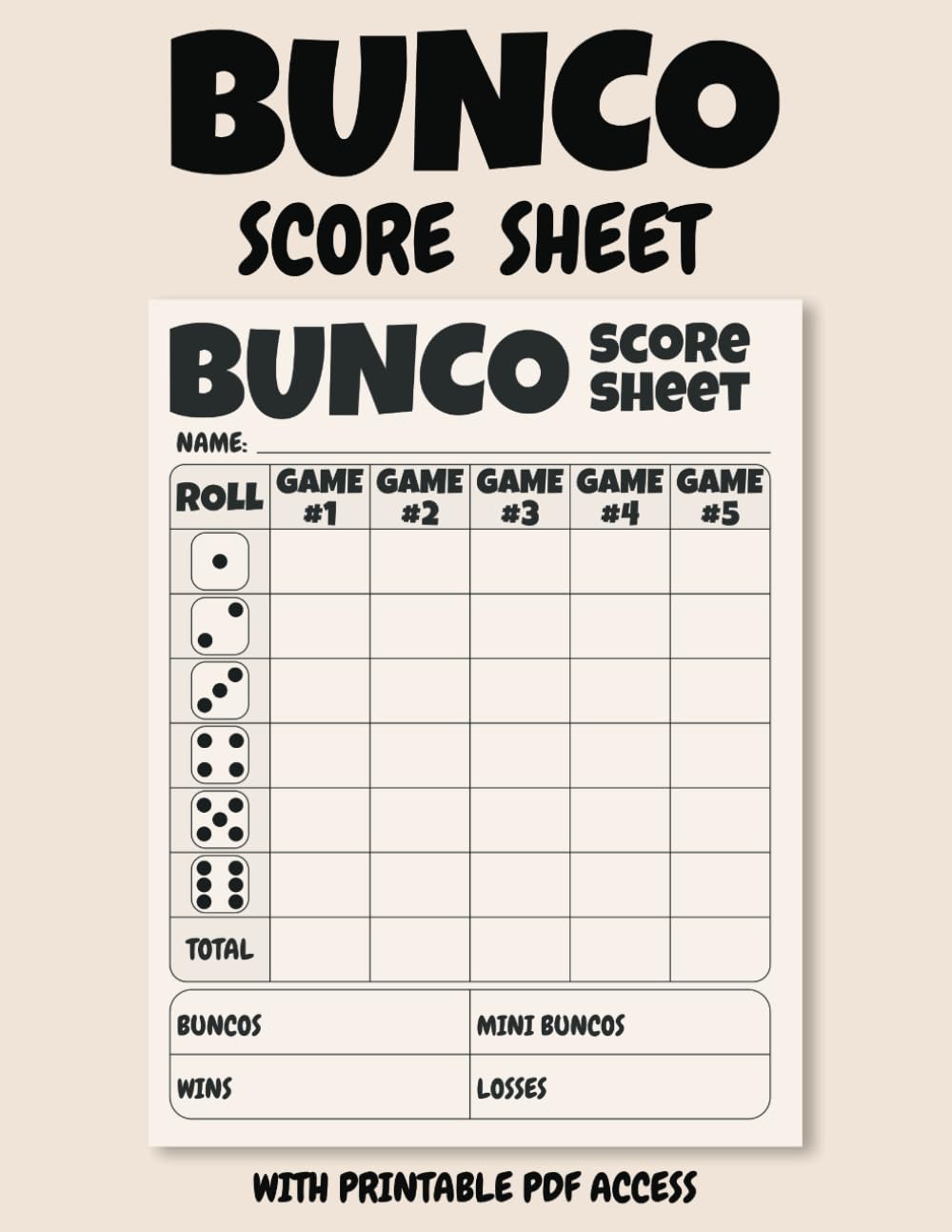 Bunco Score Sheets: Fun and Simple Score Tracking for Bunco Game Nights with Printable PDF Access baixar o livro de graça
