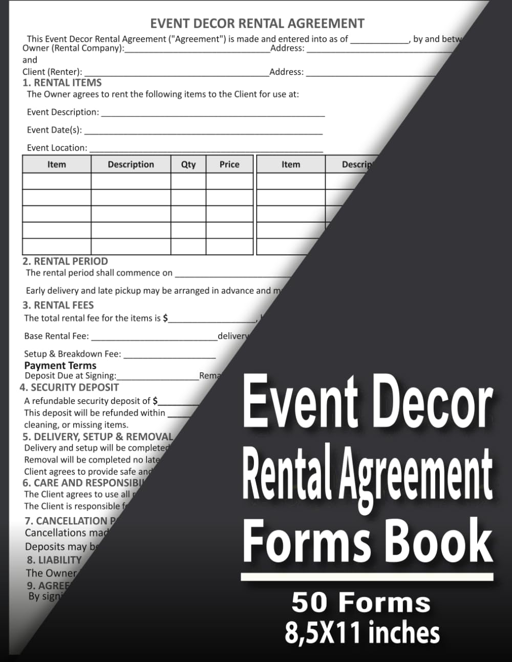 Event Decor Rental Agreement Forms Book: for Event Planners & Party Rental Businesses | Event Decoration Contract and Rental Forms for Weddings,... Payments & Terms |6 x 9 Inches, 50 forms baixar livro de graça