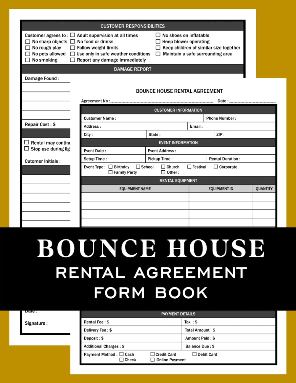 ler totalmente Bounce House Rental Agreement Form Book: Professional Rental Contract & Liability Waiver Logbook for Inflatable Party Equipment | Printable Legal... Obstacle Course & Event Rental Businesses