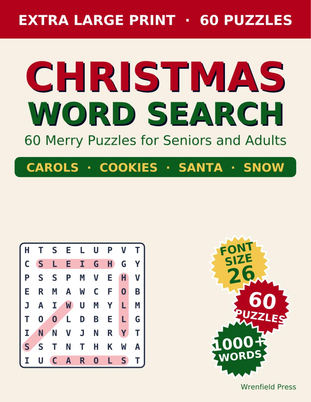 ler totalmente Christmas Word Search: 60 Large Print Puzzles for Seniors and Adults, from Trimming the Tree to New Year's Eve (Wrenfield Large Print Puzzles)