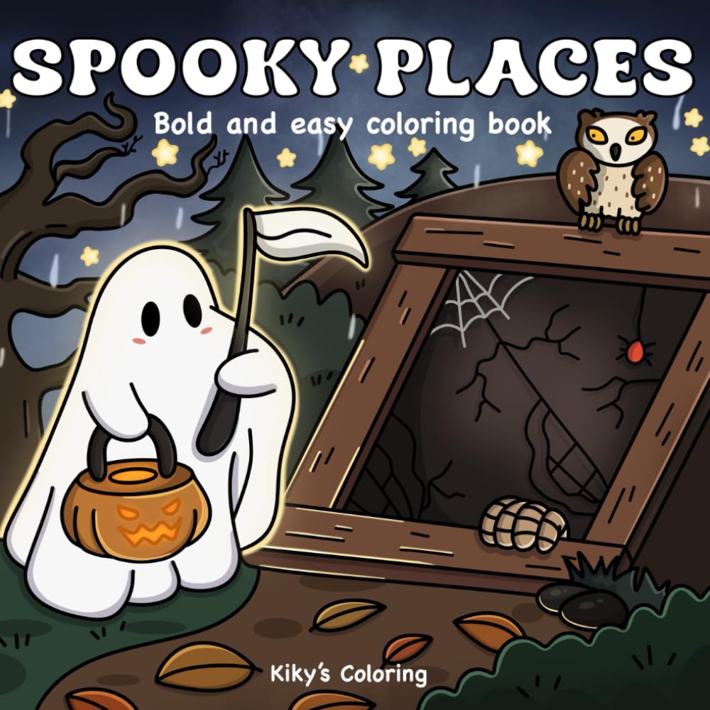 capítulo por capítulo baixar Spooky & Cozy Places: Bold and Easy Coloring Book for Adults, Teens, and Kids. Unique Spooky and Super Cute Designs Featuring Whimsical Places and Creepy Creatures. Ideal for Stress Relief and