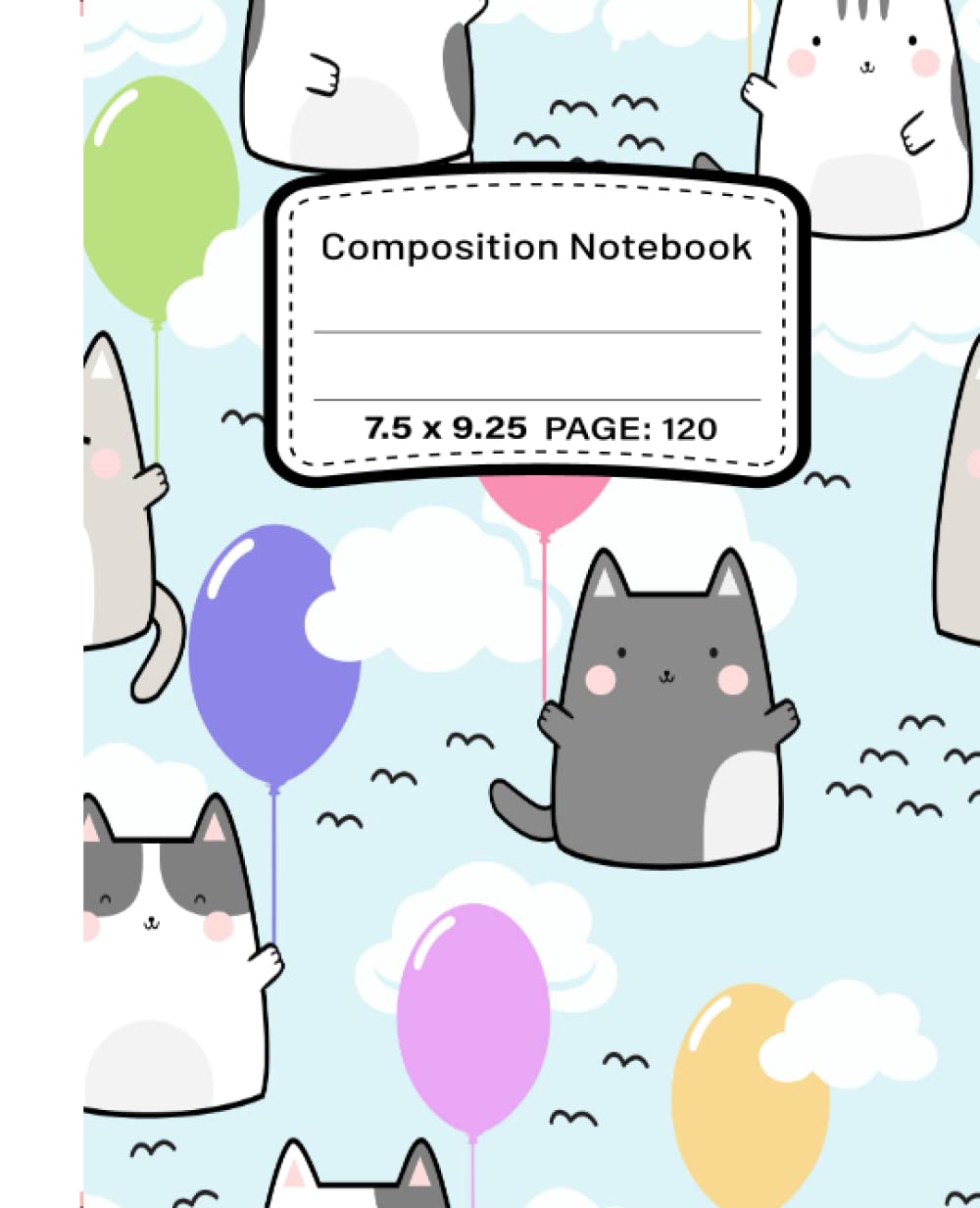 ler totalmente Composition Notebooks: Wide Ruled Paper Notebook Journal |Seamless Pattern Kawaii Cute Cats | Blank Wide Lined Workbook for Girls Boys Kids Teens Students/Composition Notebooks