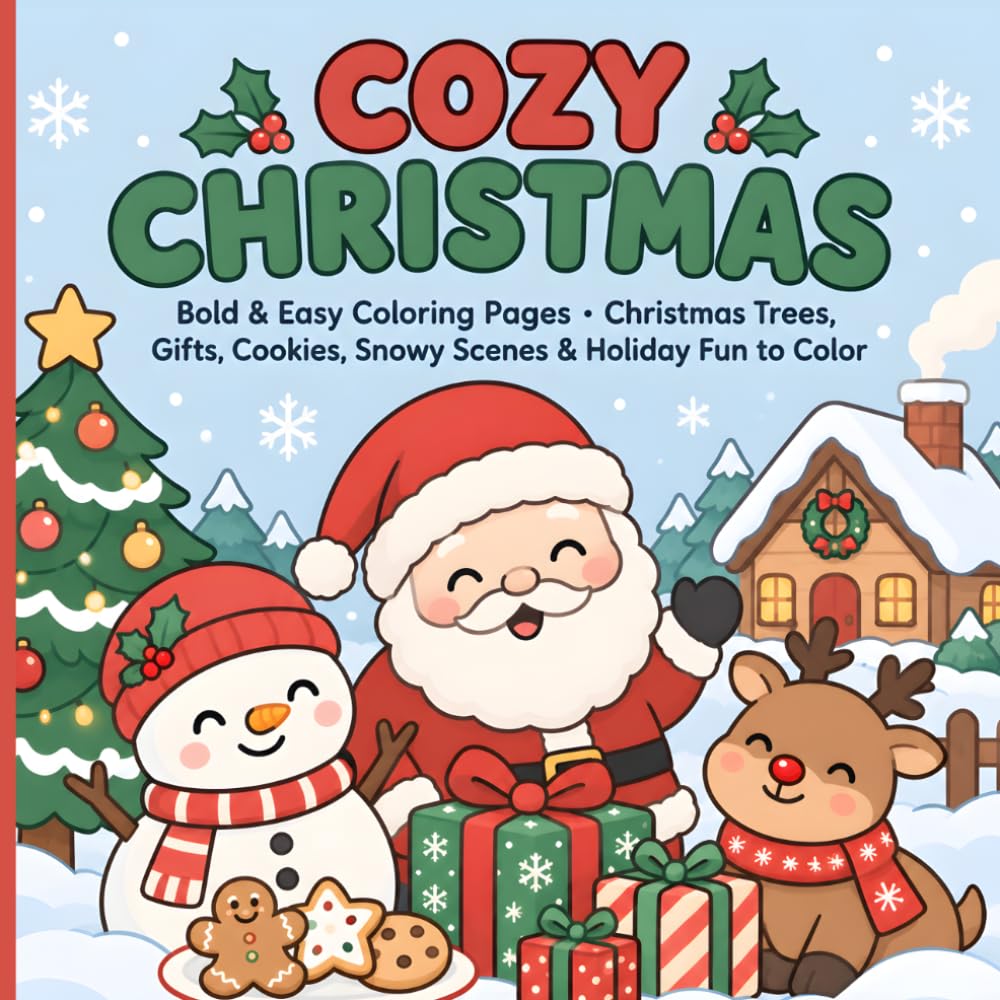 Cozy Christmas: 40 Bold & Easy Coloring Pages • Christmas Trees, Gifts, Cookies, Snowy Scenes & Holiday Fun to Color (Cozy Moments Coloring Collection - Cute • Cozy • Cheerful • Bold & Easy) baixar o livro de graça