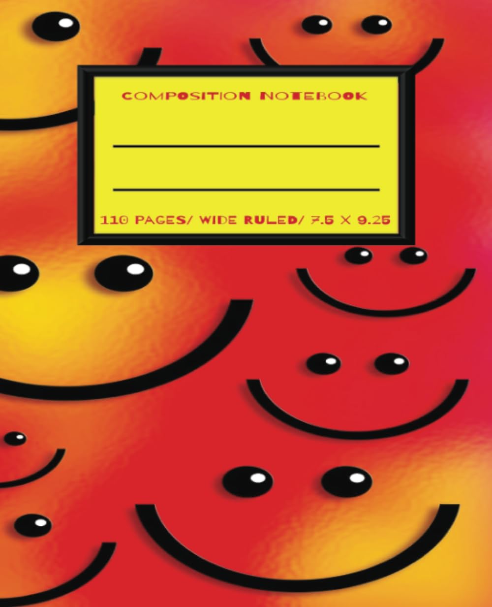 Red Composition Notebooks| Kids Journal Smiley Face|7.5 X 9.25| Wide Ruled Lined 110 Pages| Back To School Supplies For Teens, Girls, Boys, Elementary ... Arts and Crafts| Smiley Compositions Books