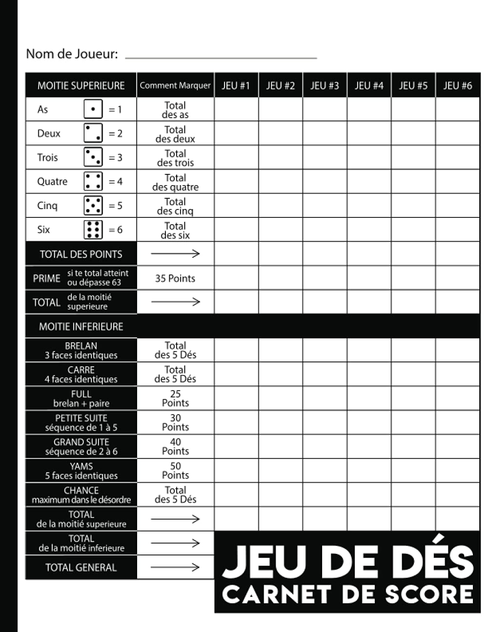ler totalmente Jeu de Dés: Carnet de Score: 130 Feuilles de Scores Parfaites pour les Jeux de Dés