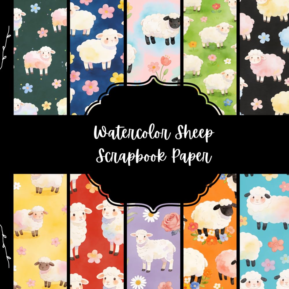 Watercolor Sheep Scrapbook Paper, Farm Animal Junk Journal Paper, Cute Creature Decorative Paper, DIY Projects, Origami, Collage Sheets, Decoupage Paper, 10 Designs, Double SIded baixar o livro de graça