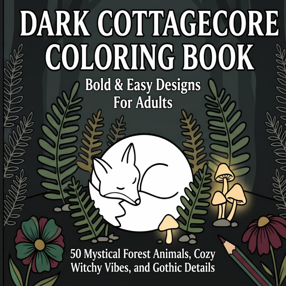 Dark Cottagecore Coloring Book: Bold and Easy Witchy Botanical, Mushroom, and Cozy Gothic Nature Scenes for Relaxation baixar o livro de graça