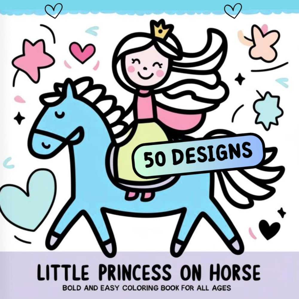 Little Princess on Horse: Bold and Easy Coloring Book for All Ages: 50 Fun & Relaxing Horse Designs with Thick Lines and Large Print | Perfect for Beginners. and Seniors (Horse Coloring Book) baixar livro de graça