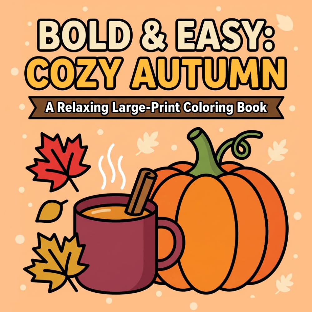 Bold & Easy Cozy Autumn: A Relaxing Large-Print Coloring Book of Fall Scenes, Comfort Food, and Autumn Magic for Stress Relief baixar livro de graça