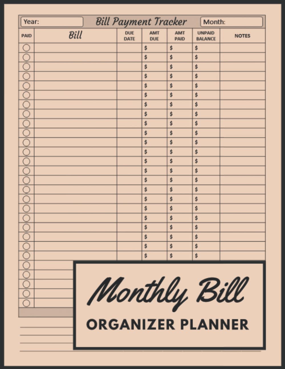 Monthly Bill Organizer Planner: Monthly Bill Payments Checklist Log Book to Track Your Monthly Expenses for 10 Years | Bills payment Tracker Notebook baixar livro de graça