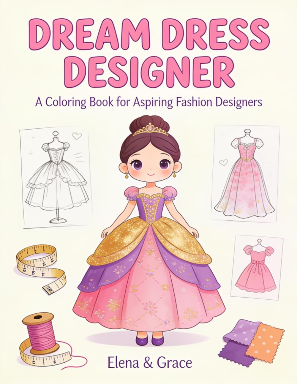 Dream Dress Designer: A Coloring Book for Kids Who Love Fashion — 30 Dresses to Color Plus Blank Templates to Design Your Own baixar livro de graça