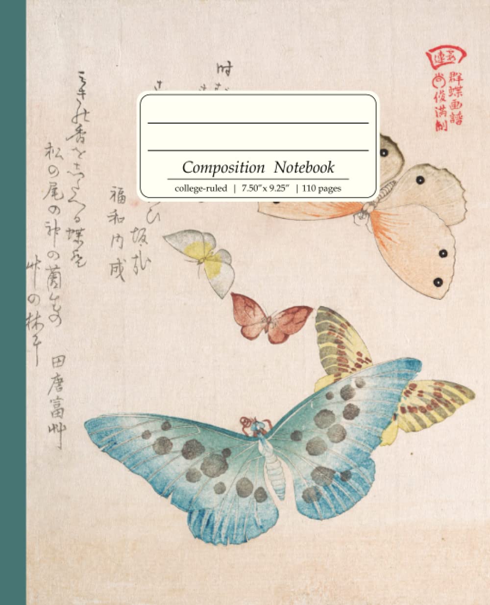 Composition Notebook College Ruled: 110 Page Book with Index, Featuring a Vintage Japanese Illustration of Beautiful Butterflies, Moths, & Calligraphy baixar o livro de graça