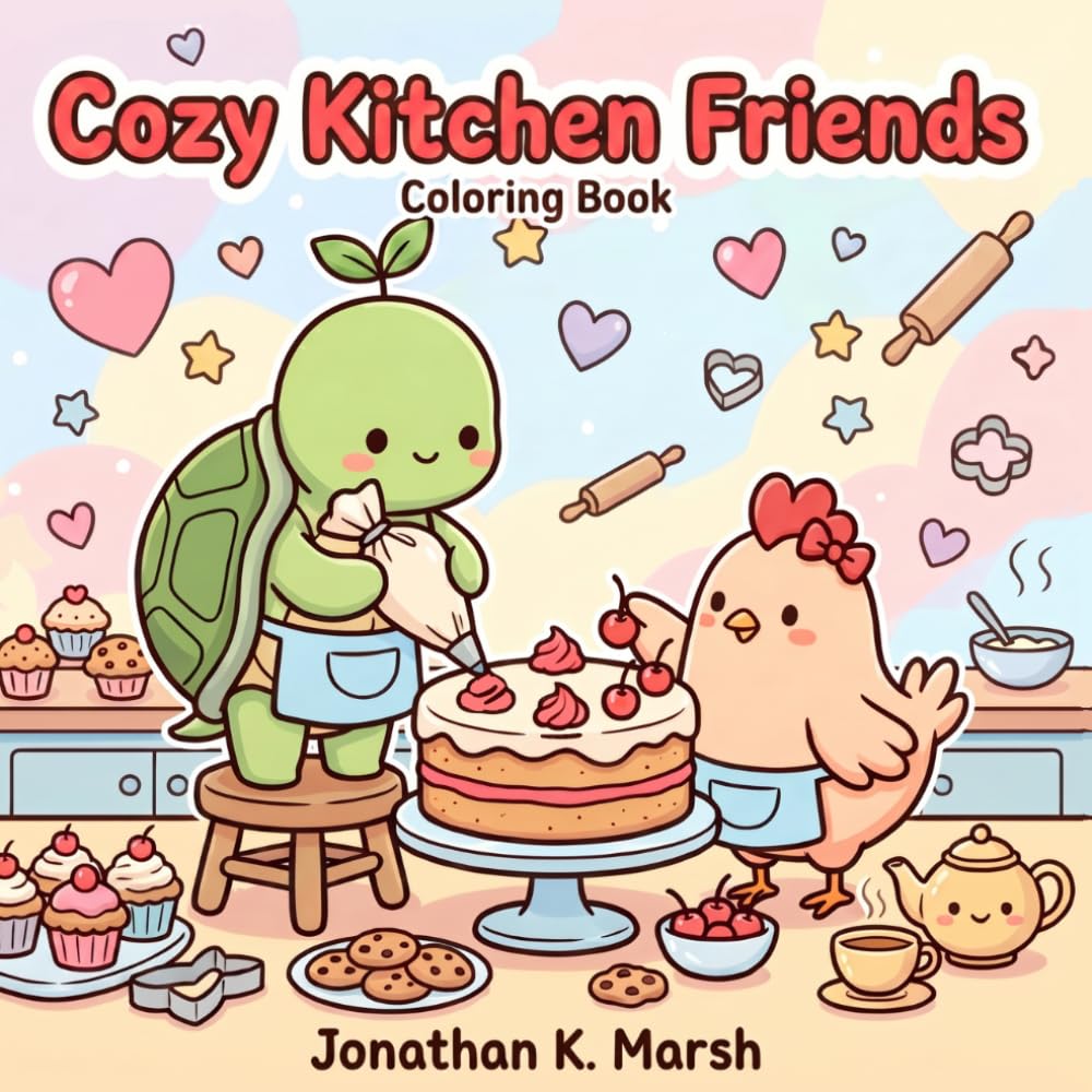 Cozy Kitchen Friends Coloring Book: Cute Kawaii Coloring Book for Adults and Teens with Easy Designs for Relaxation (Cozy Days with Pip and Poppy) baixar o livro de graça