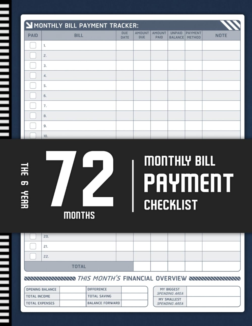 72 Months | Monthly Bill Payment Checklist: The 6-Year Bill Tracker Notebook for Families and Money Managers to Achieve Your Financial Goals! (8.5" x 11") baixar o livro de graça